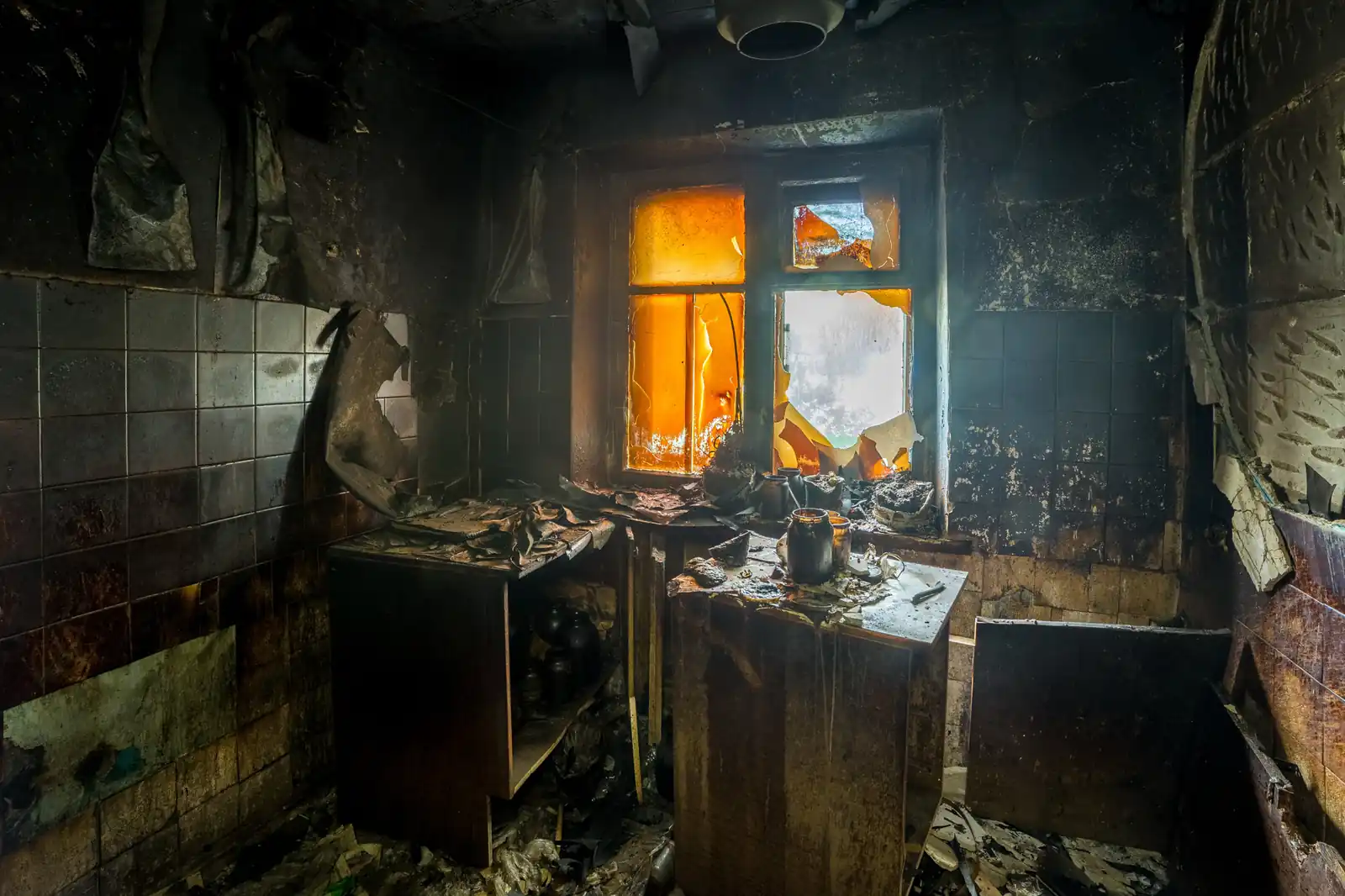 Fire damage restoration crew responding to a house fire in Littleton, CO